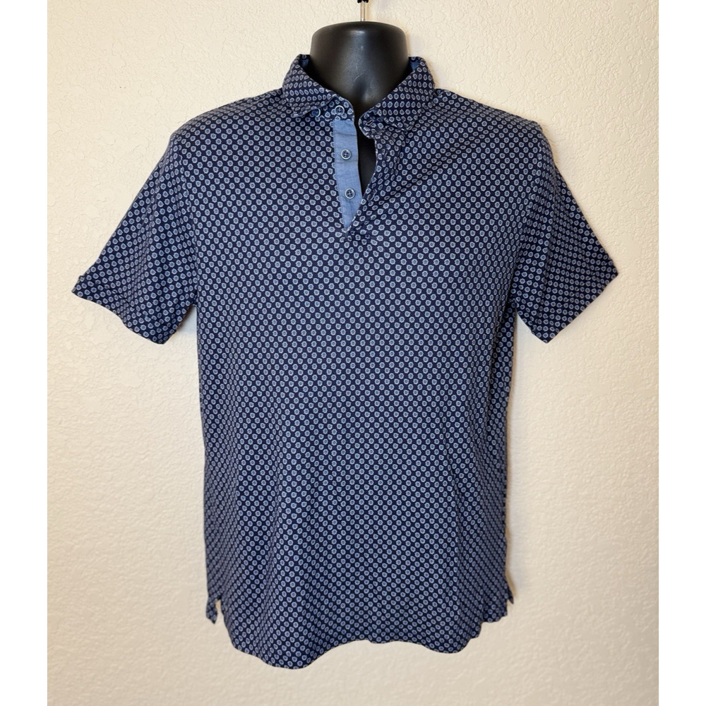 Desoto AOP Jersey Shirt Blue Floral Short Sleeve Stretch Cotton, M